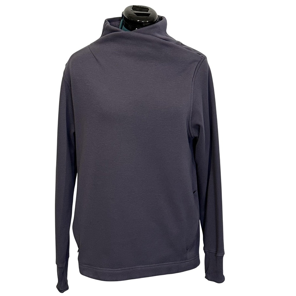 Athleta Sweatshirt Womens Medium Purple Cowl Neck Fleece Lined Pullover Pockets